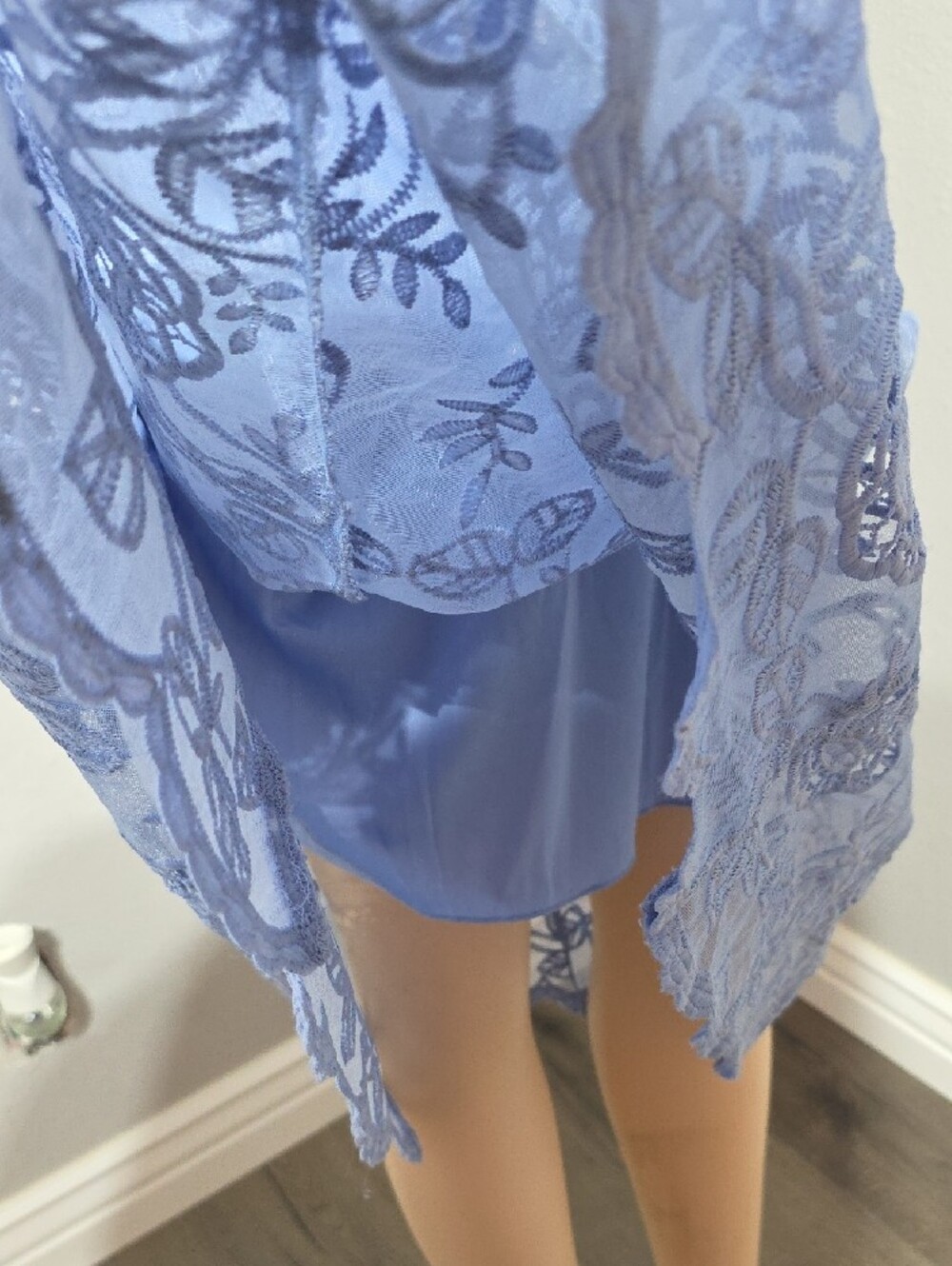 Premier Light Blue Lace Slip Midi Dress Size 8 - Picture 9 of 15